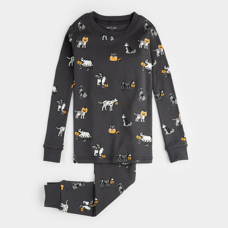 Ensemble pyjama asphalte à imprimé d'animaux effrayants