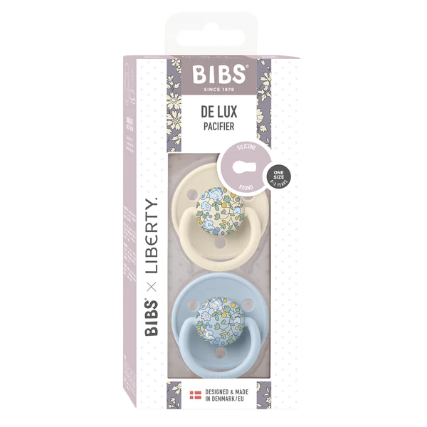 Suce BIBS x Liberty Latex De Lux Silicone ONE SIZE (2 PK) - Eloise/Baby Blue