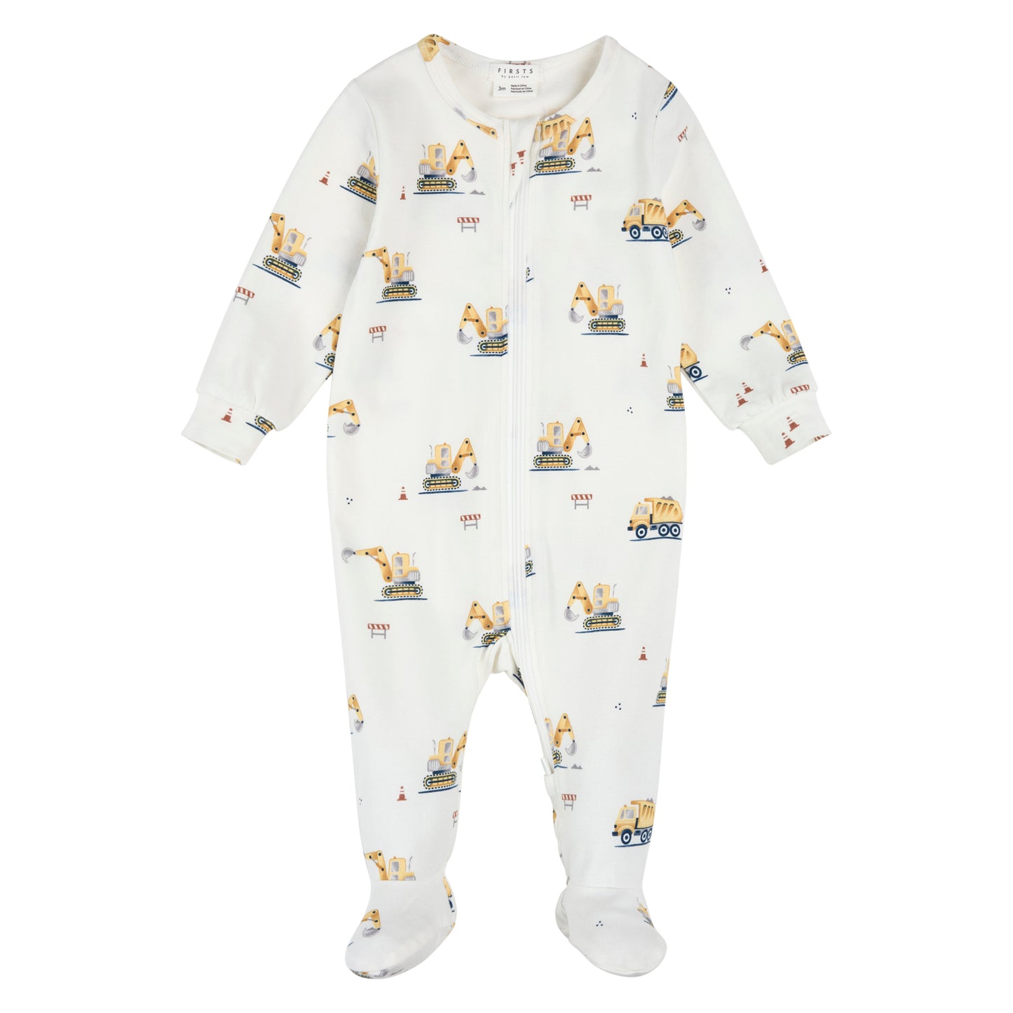 Dormeuse blanche avec motif d'engins de chantier