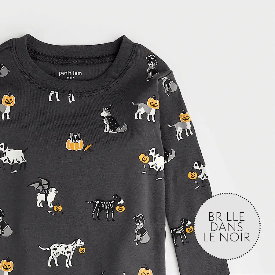 Ensemble pyjama asphalte à imprimé d'animaux effrayants