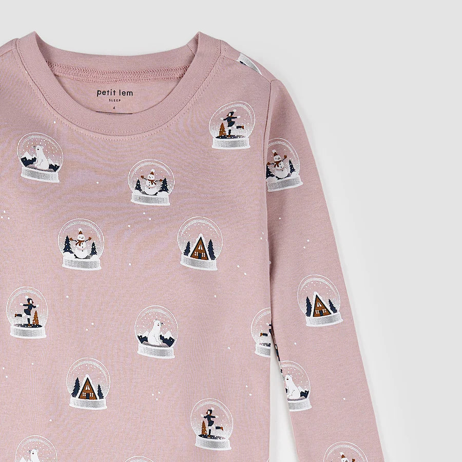 Ensemble pyjama bébé violet à imprimé boule à neige