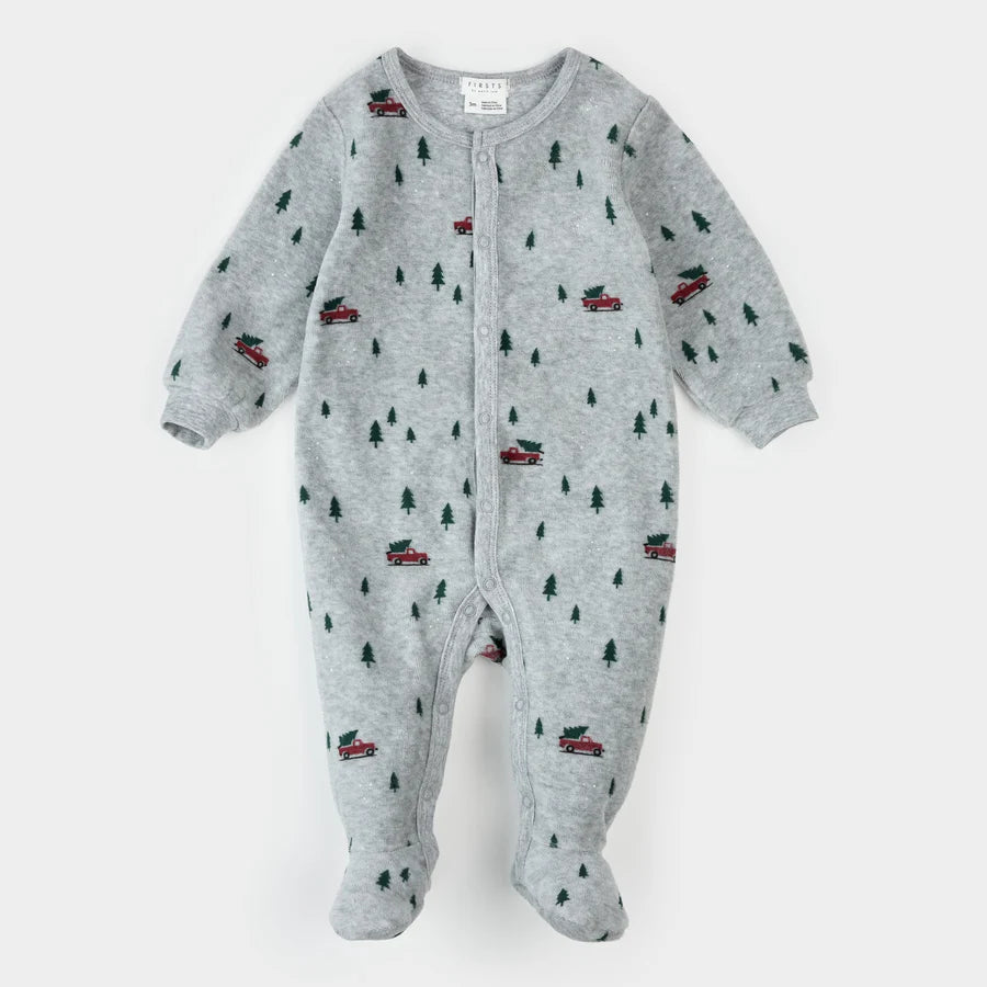 Dormeuse en velours gris chiné imprimé camion festif
