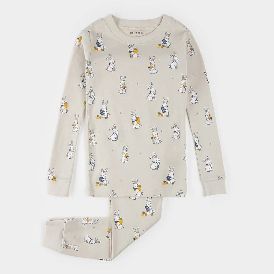 Ensemble pyjama crème imprimé chasse aux œufs