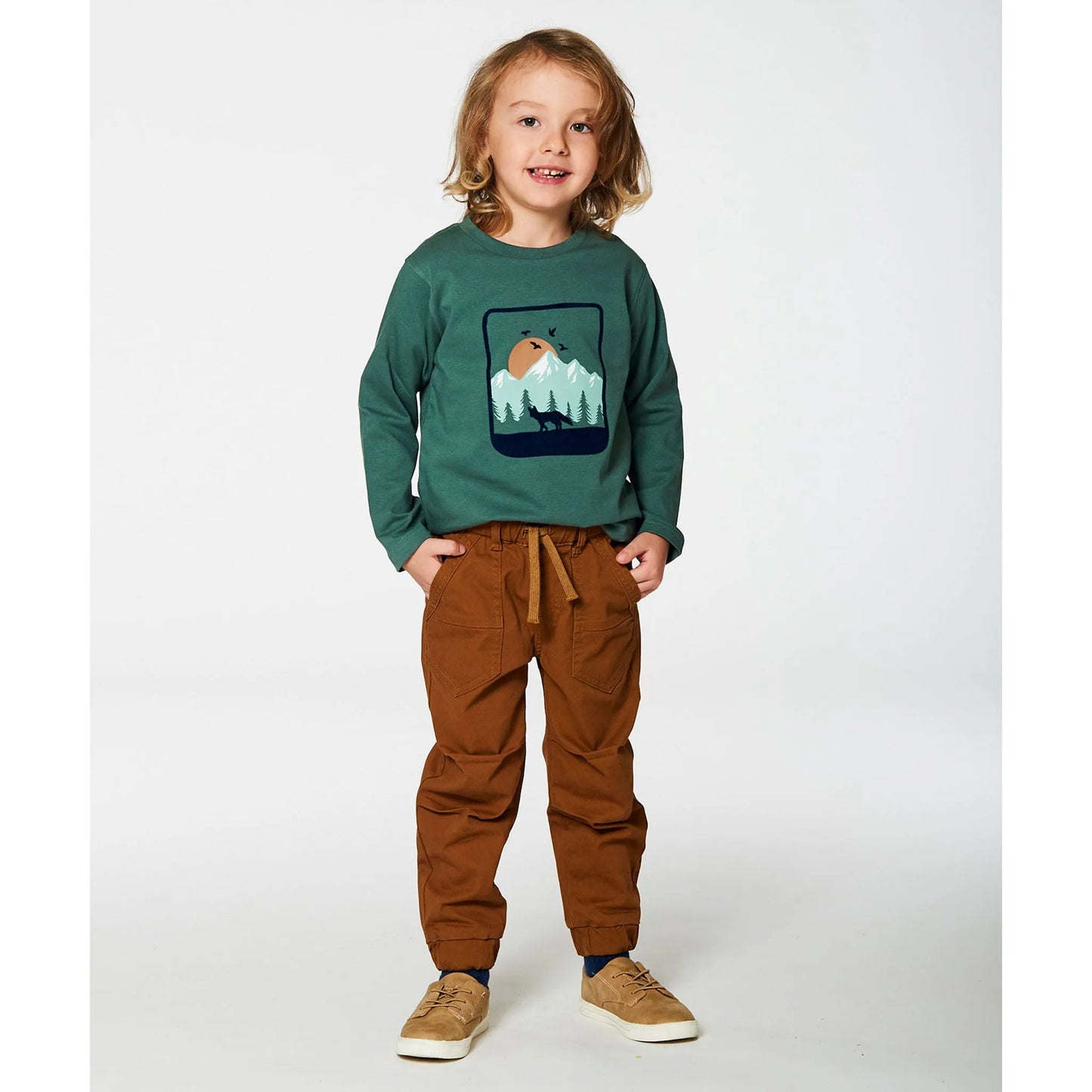 Tee-shirt en jersey couleur vert imprimé nature