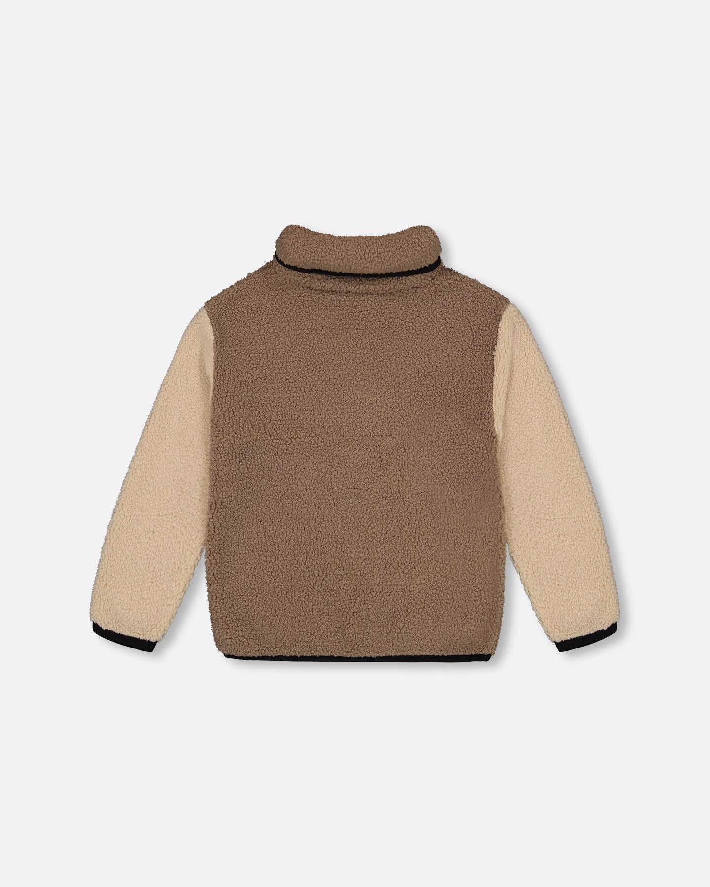 Chandail en sherpa demi-zippé caramel - Deux par deux