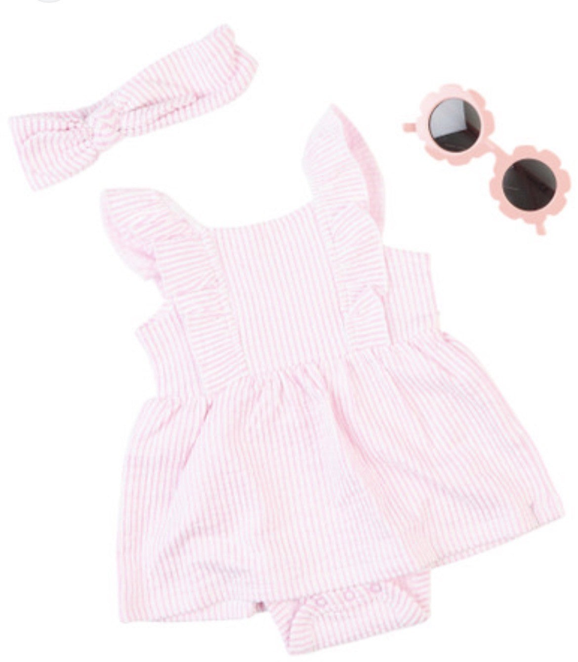 Robe cache-mouche rayé rose et blanc