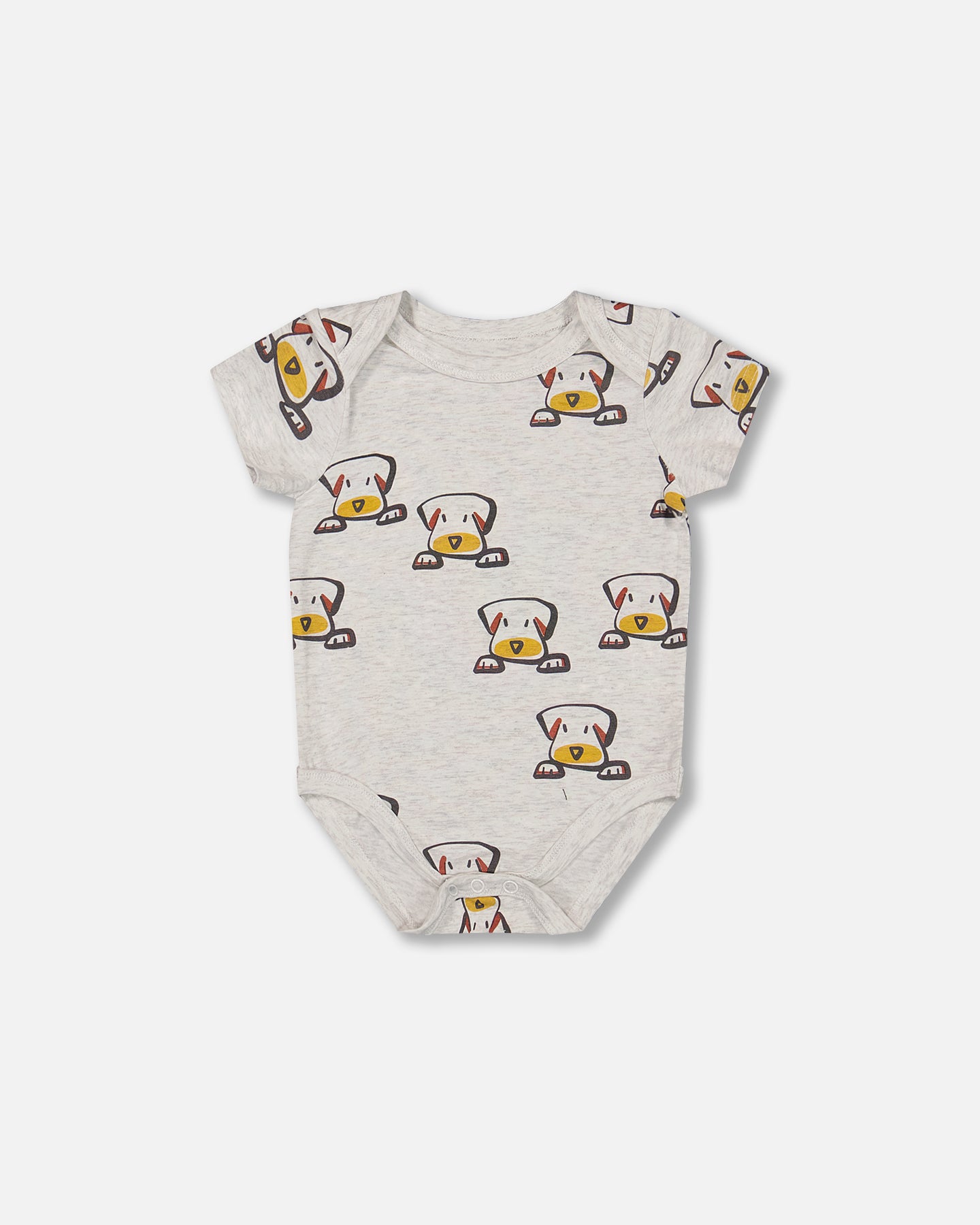 Ensemble Cache-Couche Beige Chiné Avec Imprimé De Chiens Et Salopette Cannelle En Coton Biologique