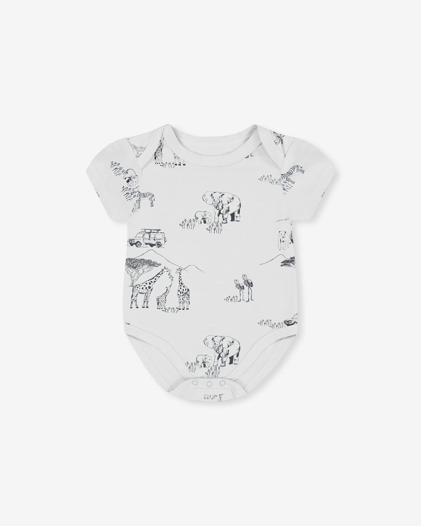 Ensemble Cache-Couche Et Salopette Gaufrée Bleu Gris En Coton Biologique