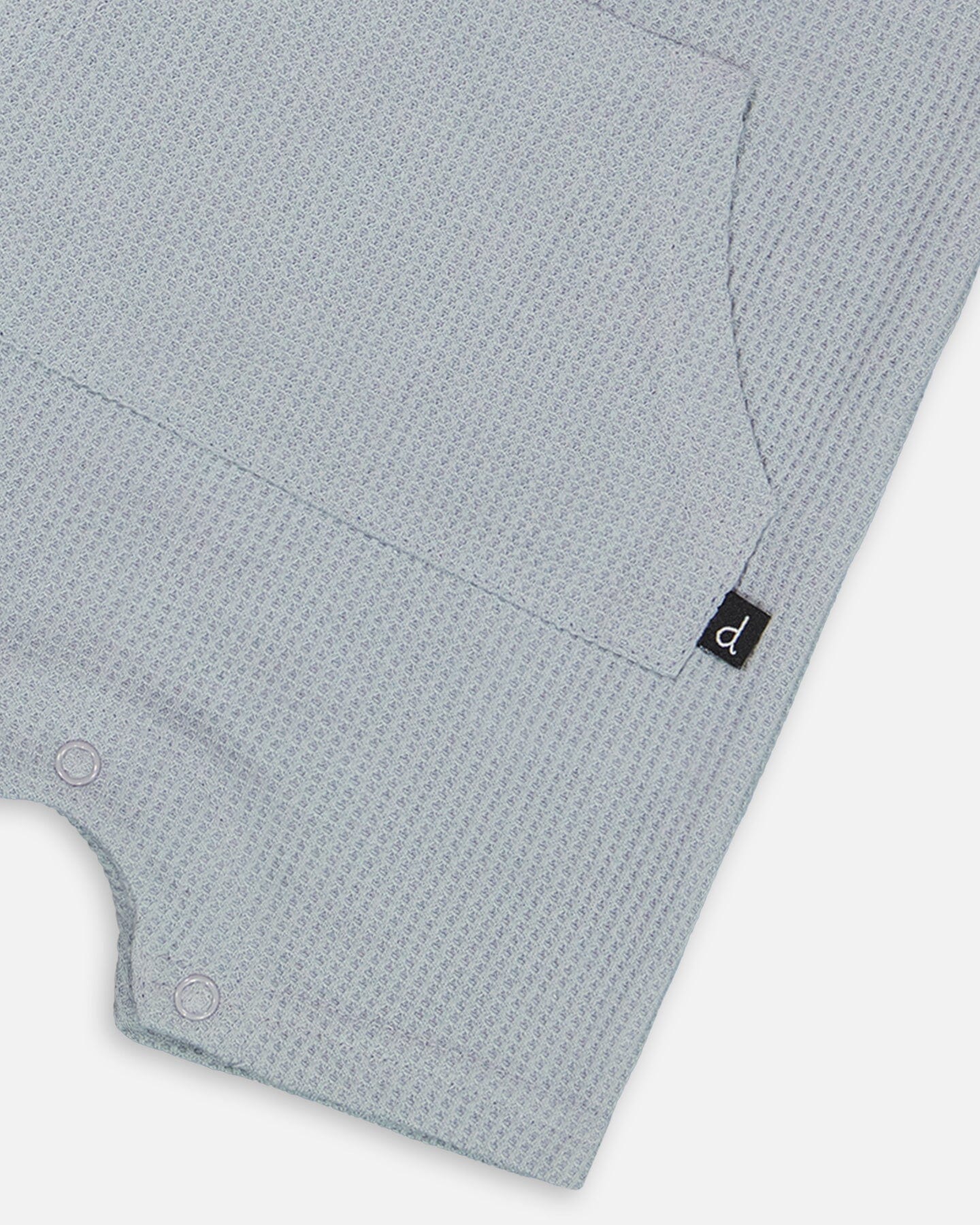 Ensemble Cache-Couche Et Salopette Gaufrée Bleu Gris En Coton Biologique