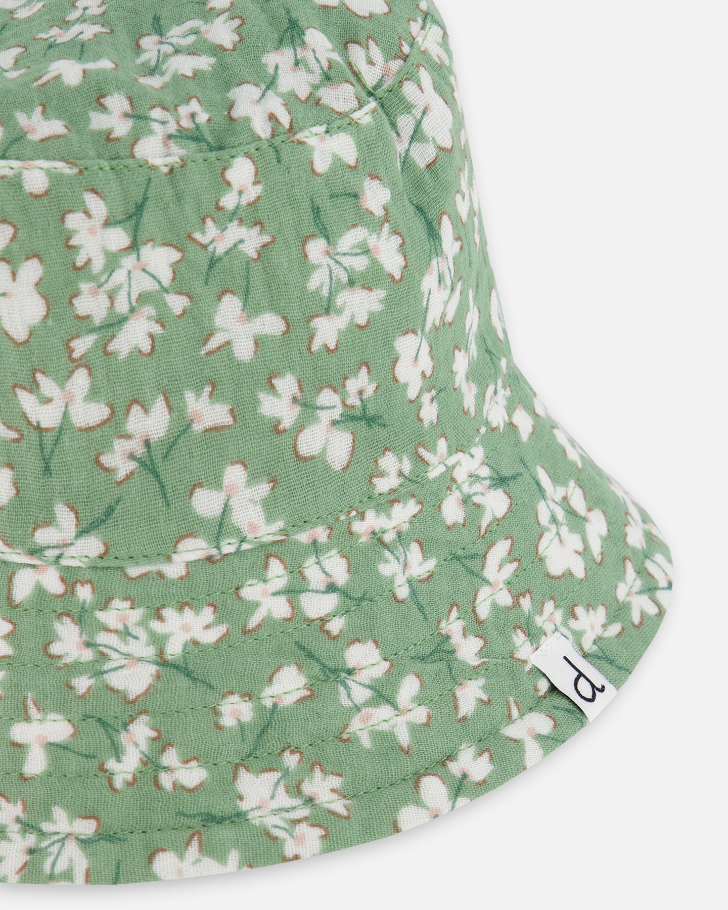 Chapeau bob en Mousseline vert imprimé fleurs de jasmin