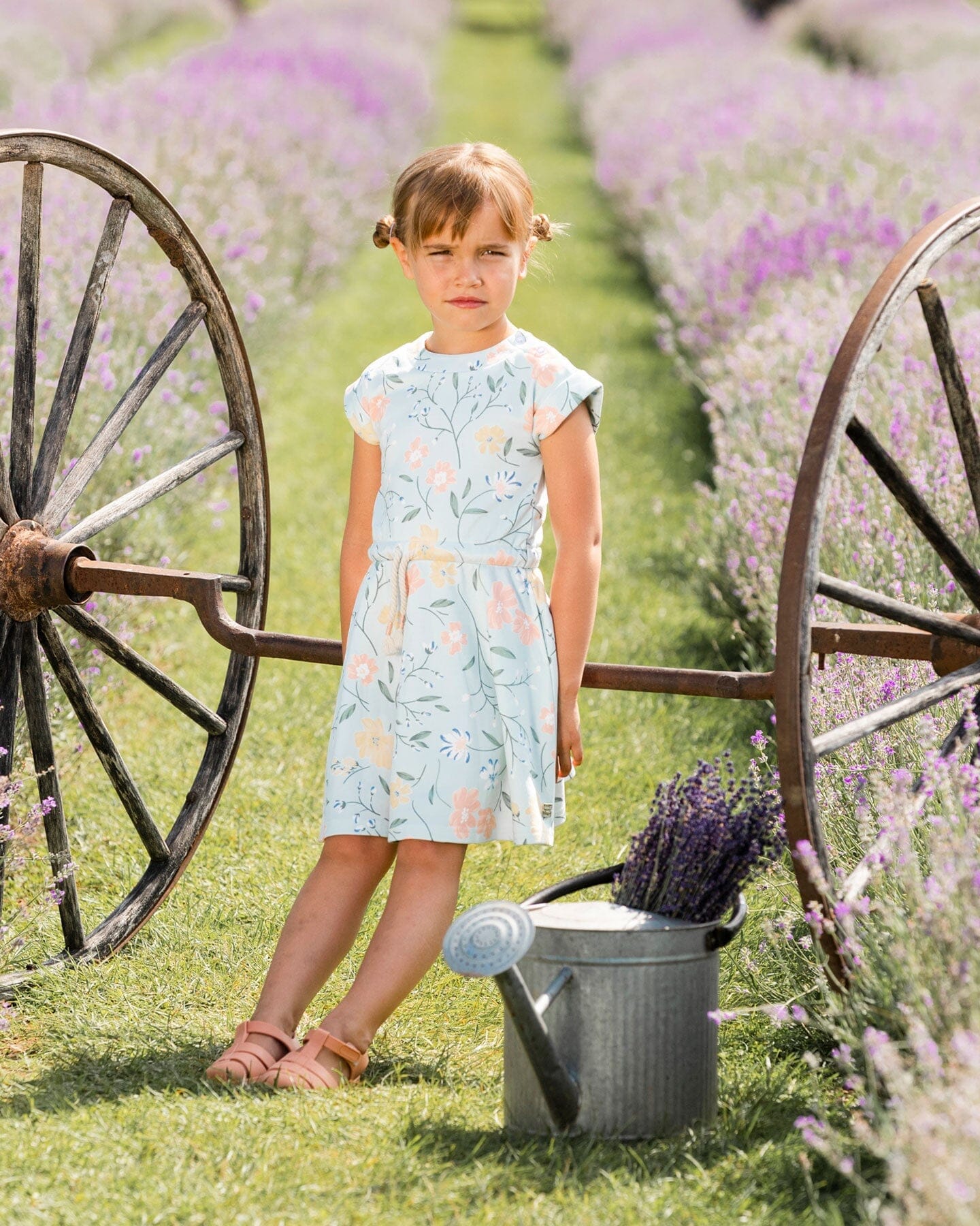 Robe en molleton bleu layette avec fleur romantique imprimée