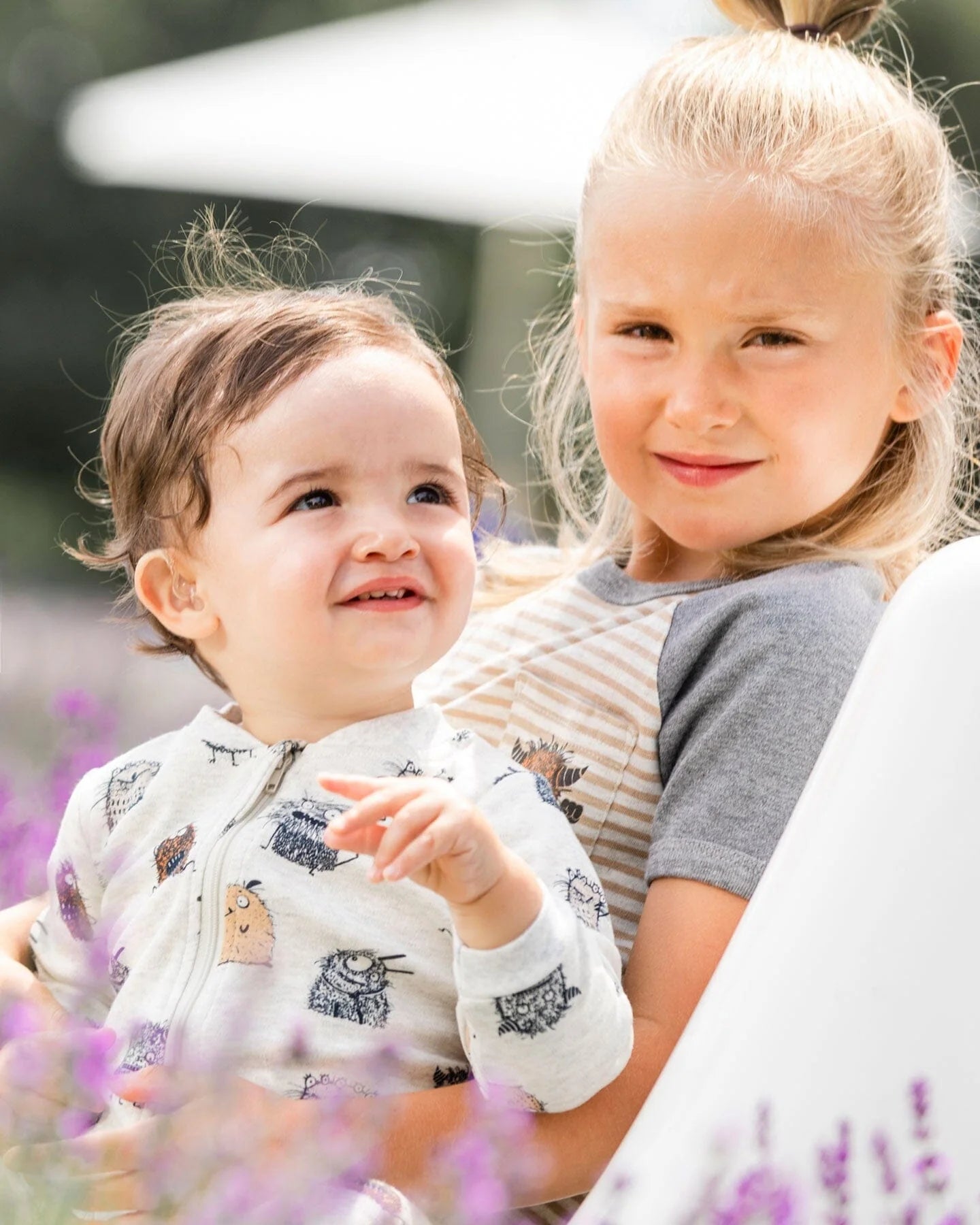 Pyjama Une-Pièce Beige Chiné Imprimé De Monstres En Coton Biologique