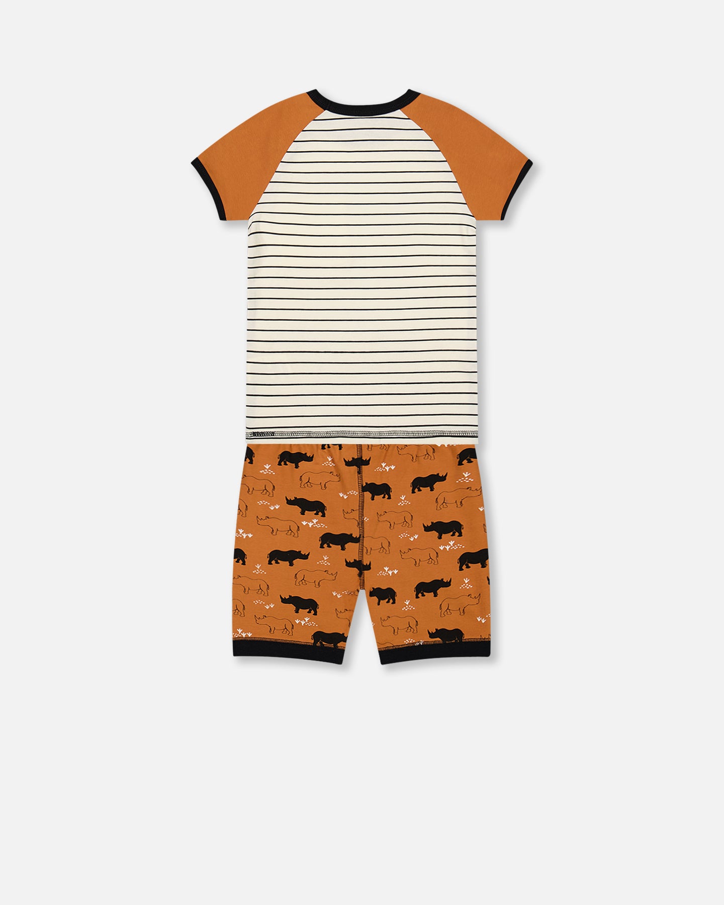 Ensemble Pyjama Court Deux-Pièces Caramel Imprimé Rhinocéros En Coton Biologique