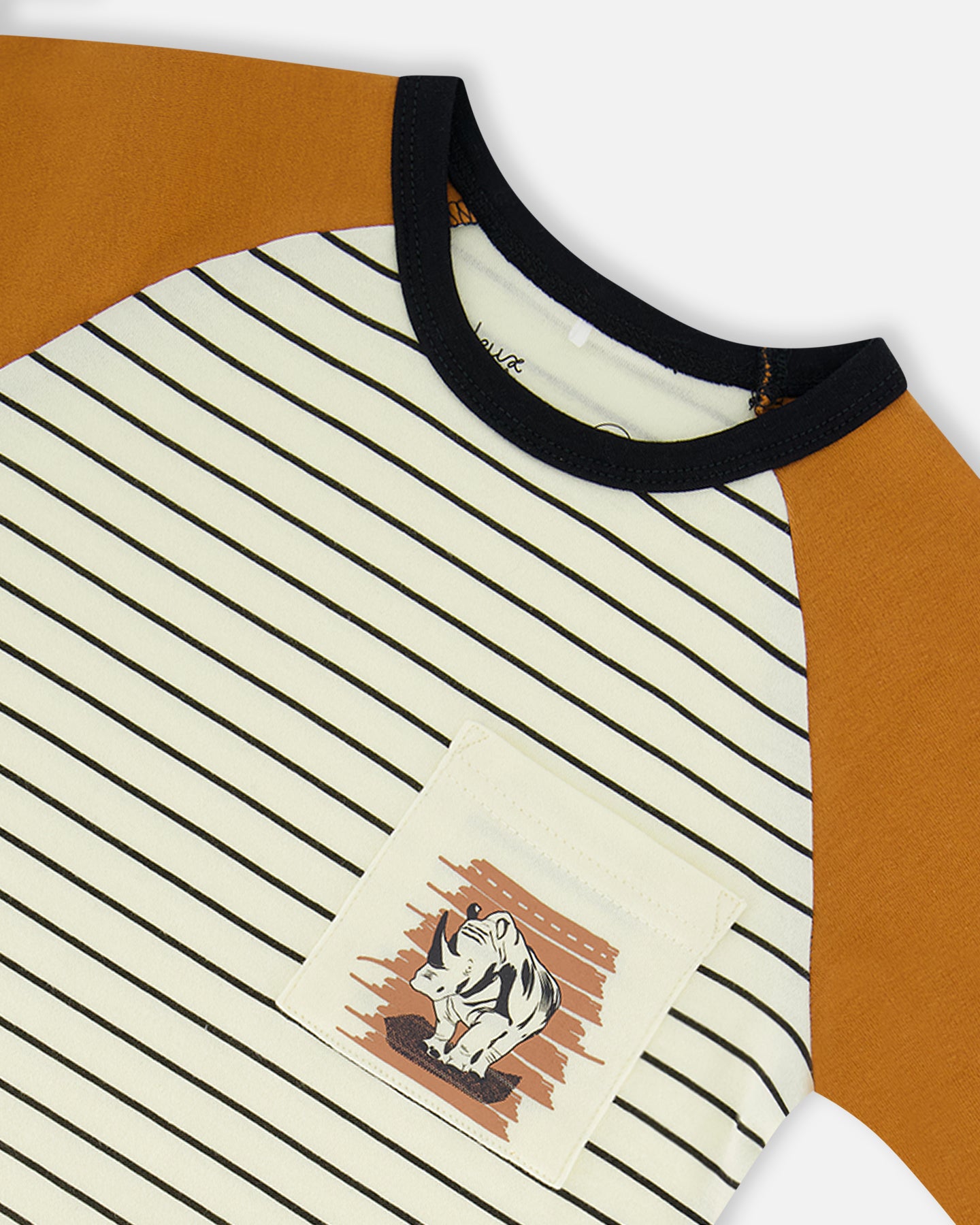 Ensemble Pyjama Court Deux-Pièces Caramel Imprimé Rhinocéros En Coton Biologique