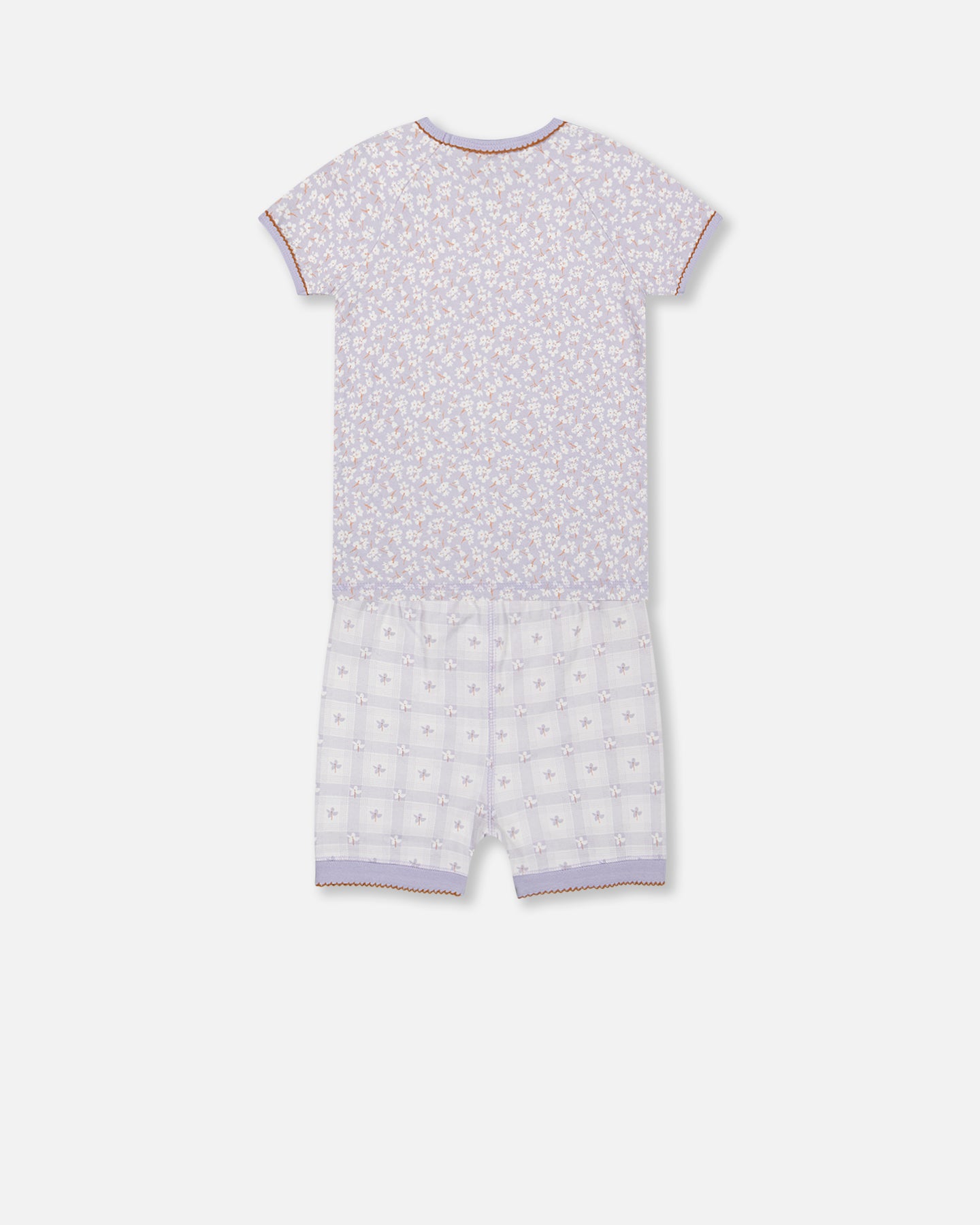 Ensemble Pyjama Court Deux-Pièces Lilas Imprimé De Petites Fleurs En Coton Biologique