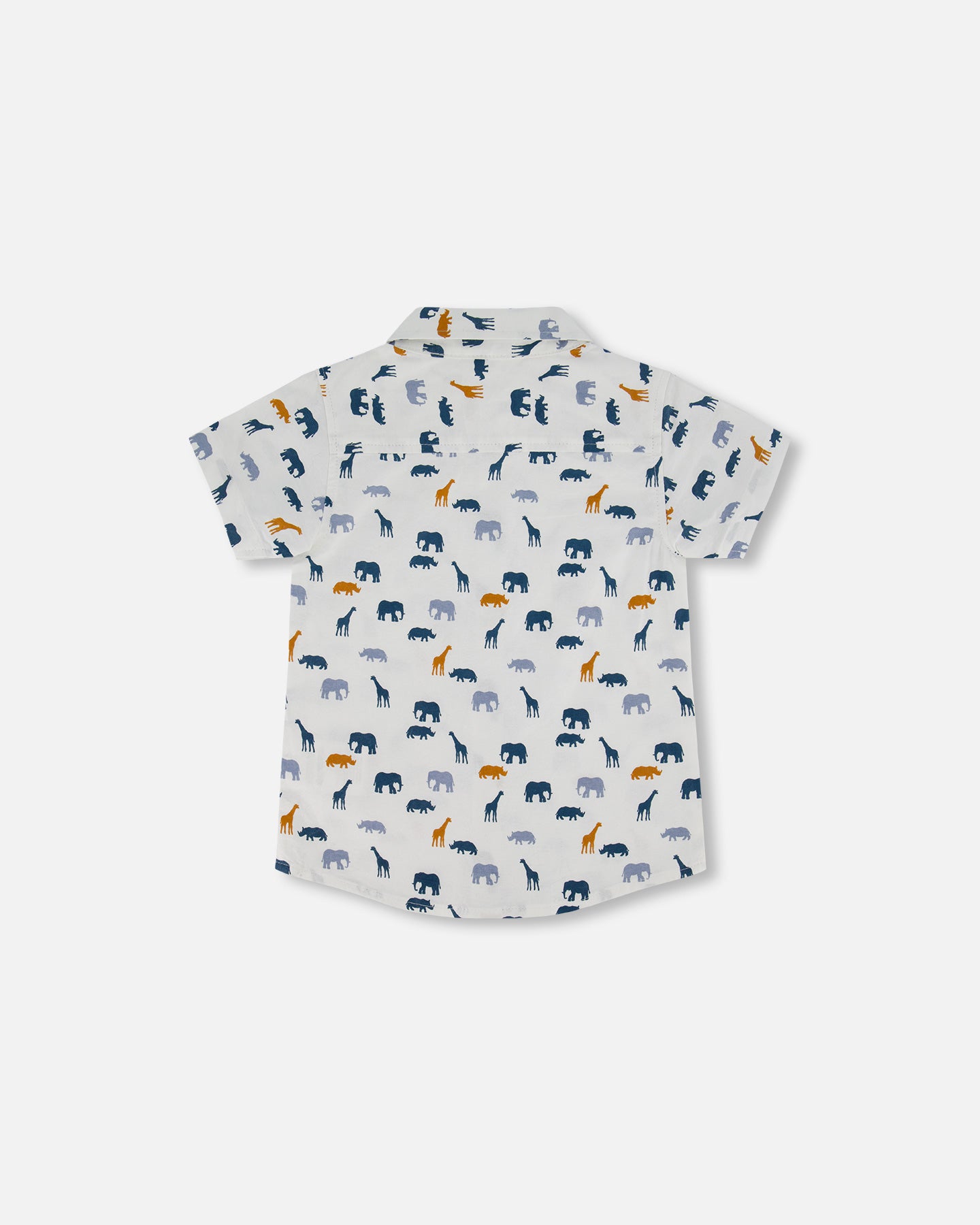 Chemise manches courtes en popeline blanche imprimée amis de la jungle