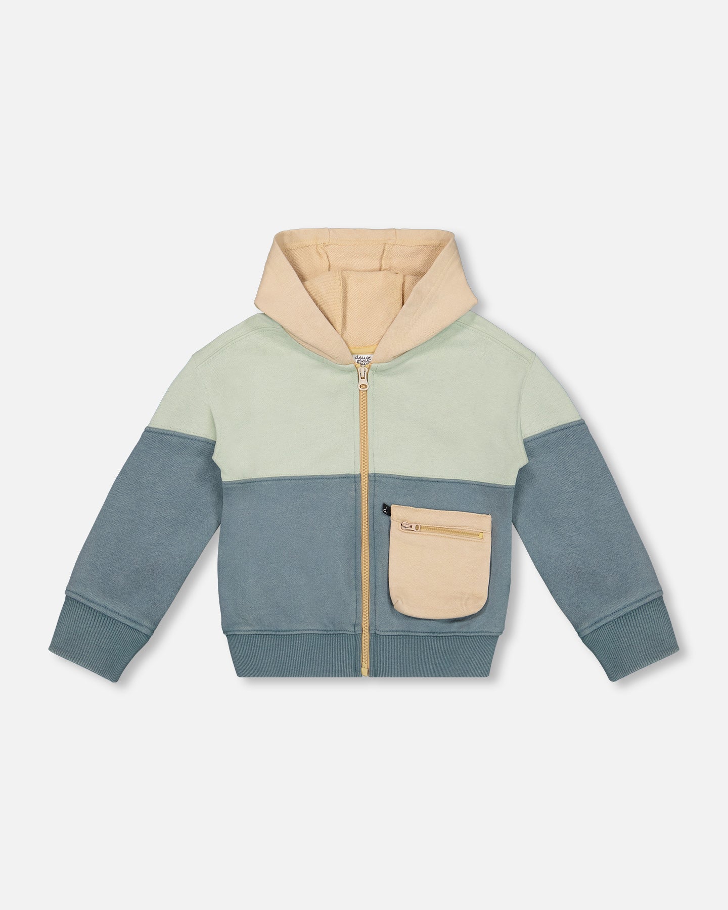 Veste à capuche vert pin en coton français
