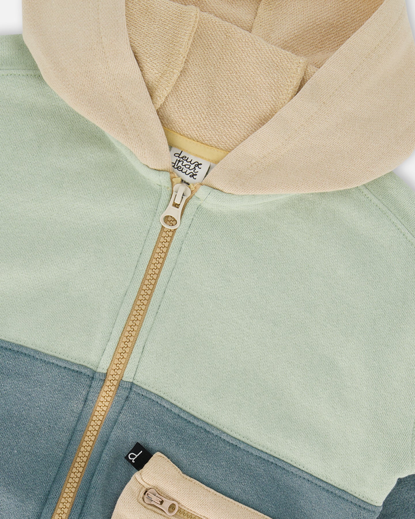 Veste à capuche vert pin en coton français