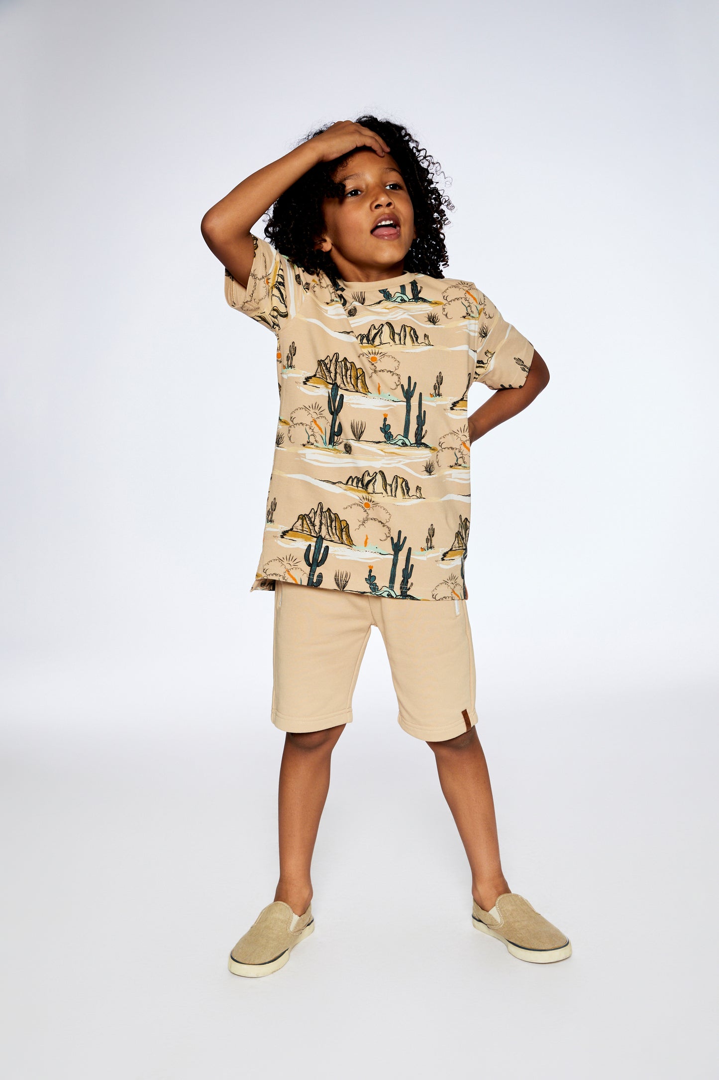 T-Shirt Avec Imprimé Graphique Beige En Coton Biologique