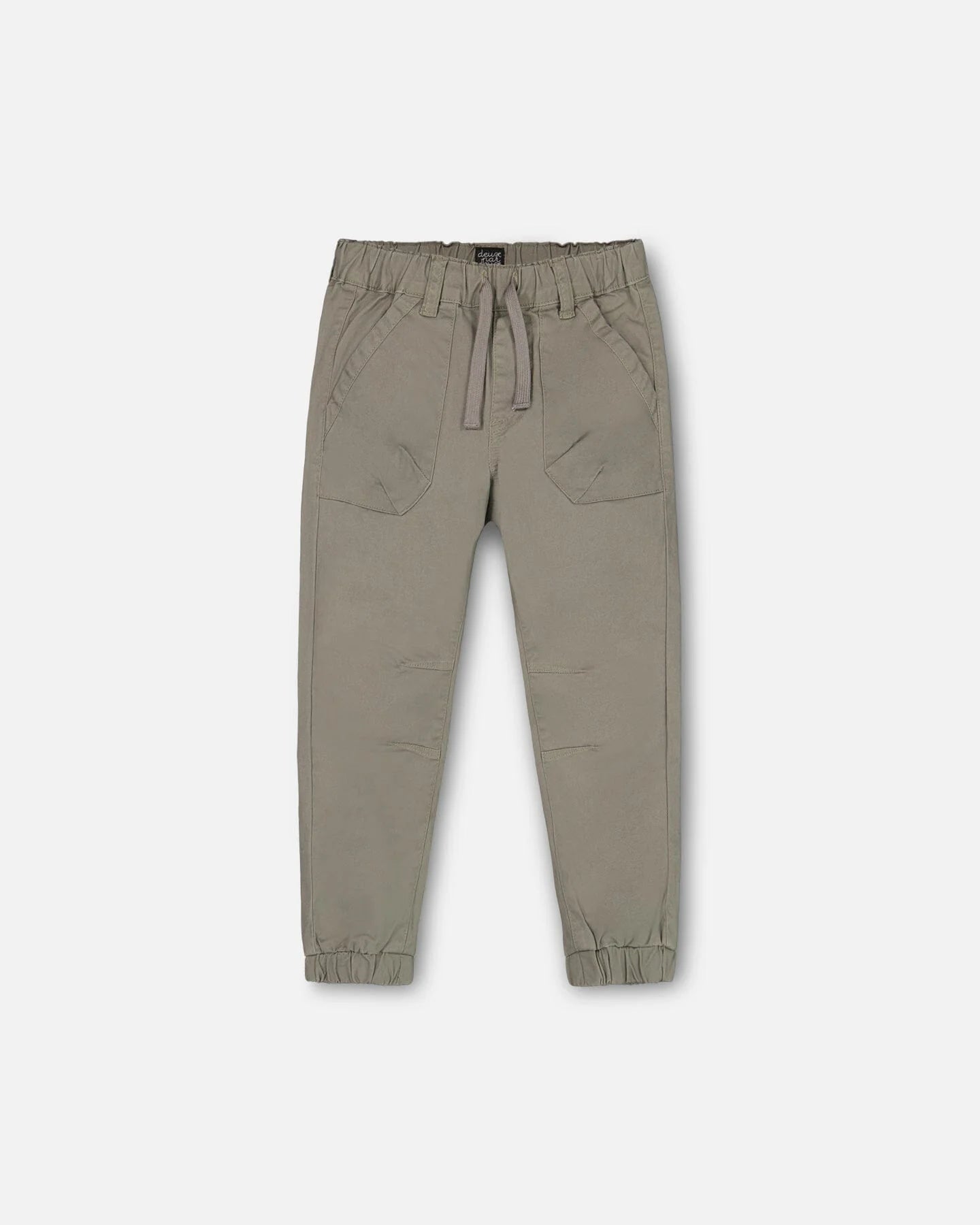 Pantalon coupe jogger en sergé extensible vert-de-gris