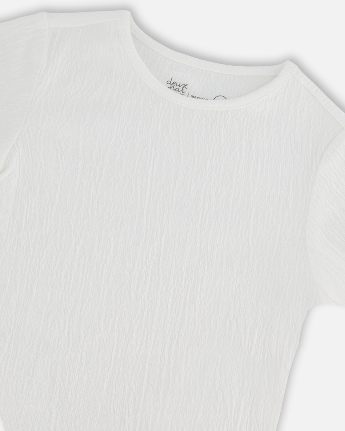 Top en jersey froissé blanc cassé