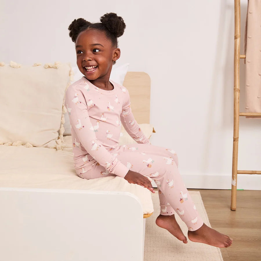 Ensemble pyjama LunaKnit rose primevère à imprimé canards