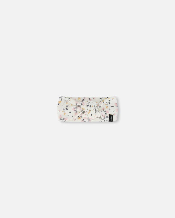 Bandeau crème imprimé fleurs en coton biologique