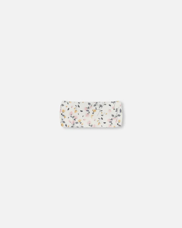Bandeau crème imprimé fleurs en coton biologique