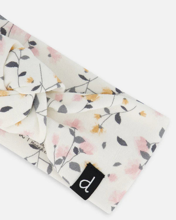 Bandeau crème imprimé fleurs en coton biologique