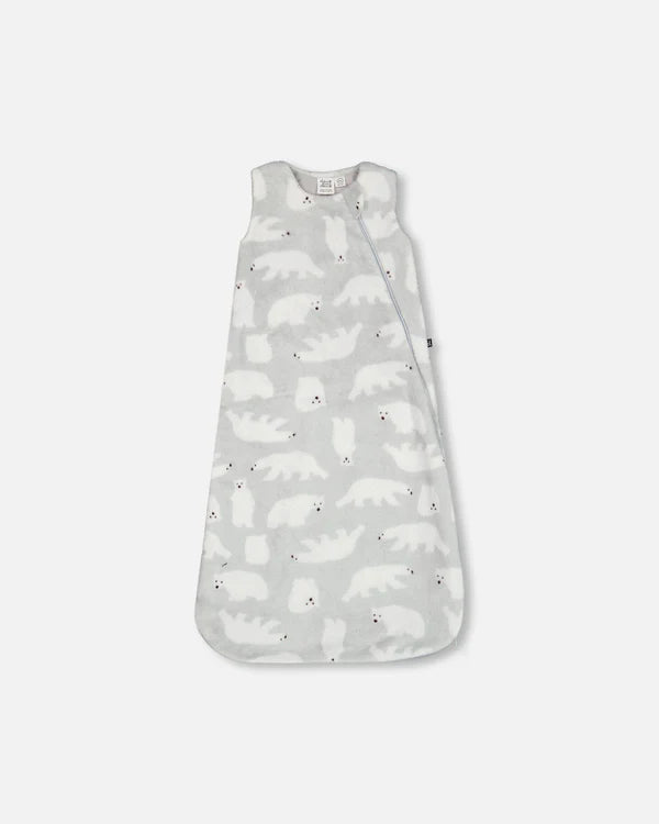 Dormeuse en peluche grise imprimé ours polaires