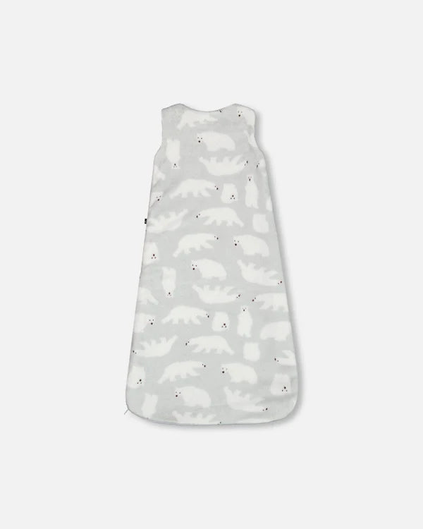 Dormeuse en peluche grise imprimé ours polaires