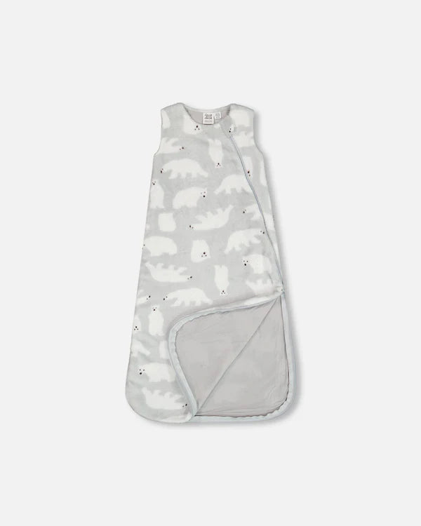 Dormeuse en peluche grise imprimé ours polaires