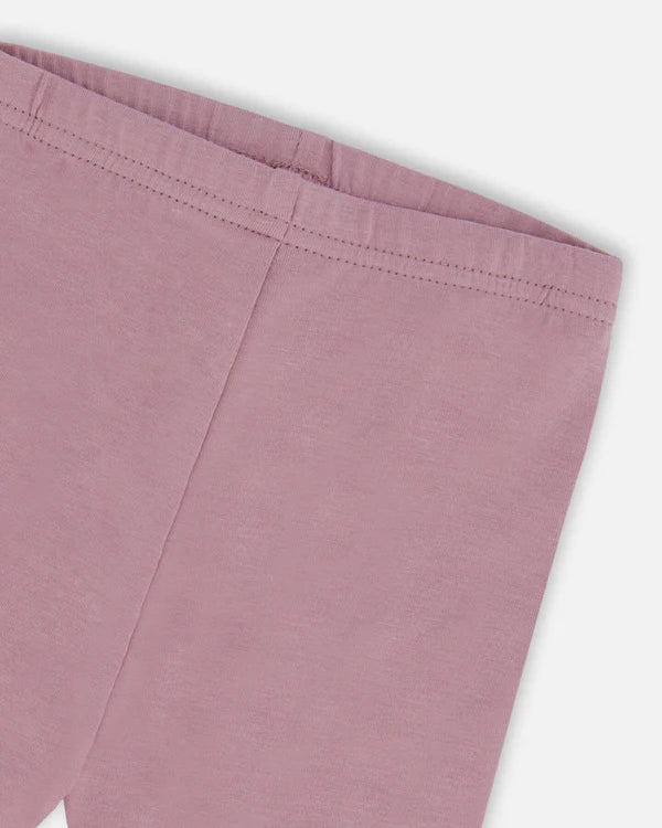 Ensemble tunique en mousseline pêche de poires et legging mauve