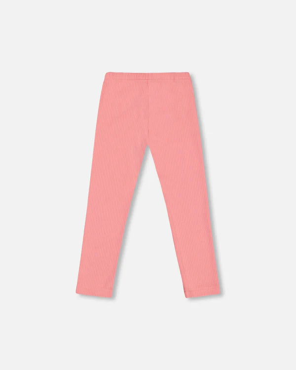 Legging côtelé rose corail