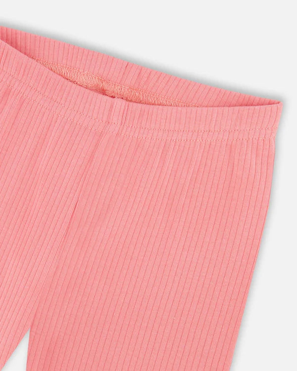 Legging côtelé rose corail