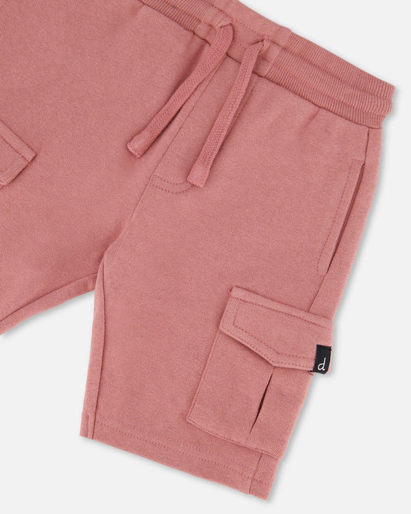 Short en molleton vieux rose foncé