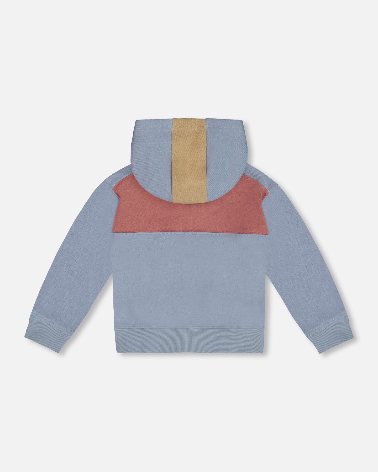 Sweat à capuchon zippé intégral en molleton bleu pâle et vieux rose foncé