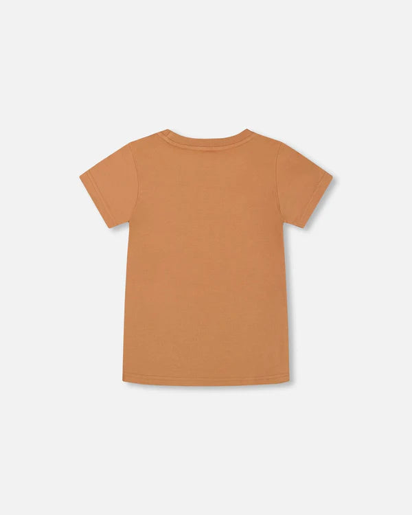 T-shirt imprimé coucher de soleil orange en coton biologique