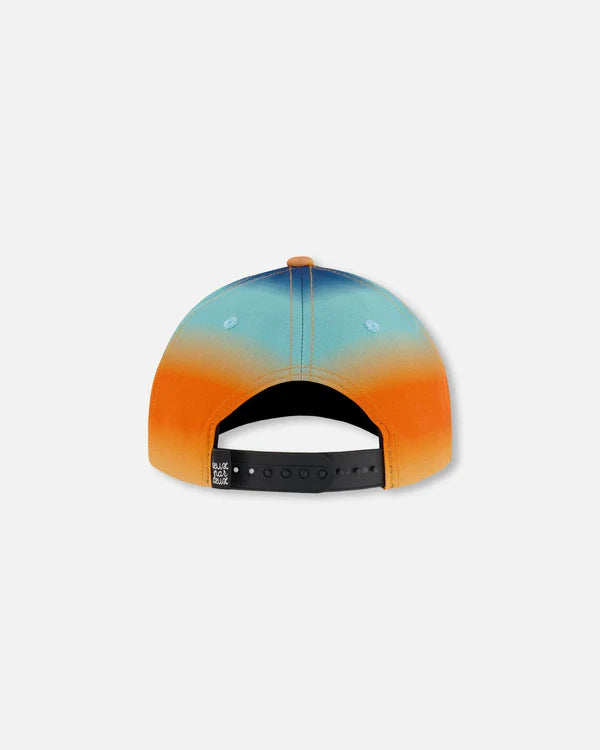 Casquette imprimée bleu marine, turquoise et orange
