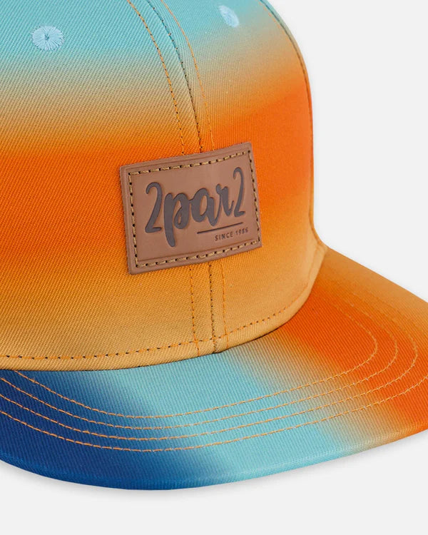 Casquette imprimée bleu marine, turquoise et orange