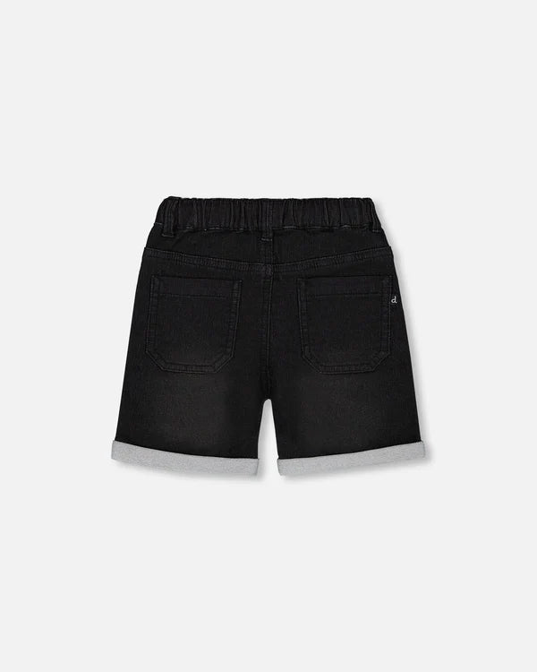 Short en denim extensible noir