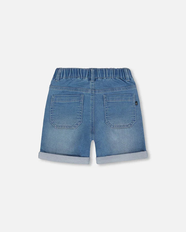 Short en denim extensible bleu