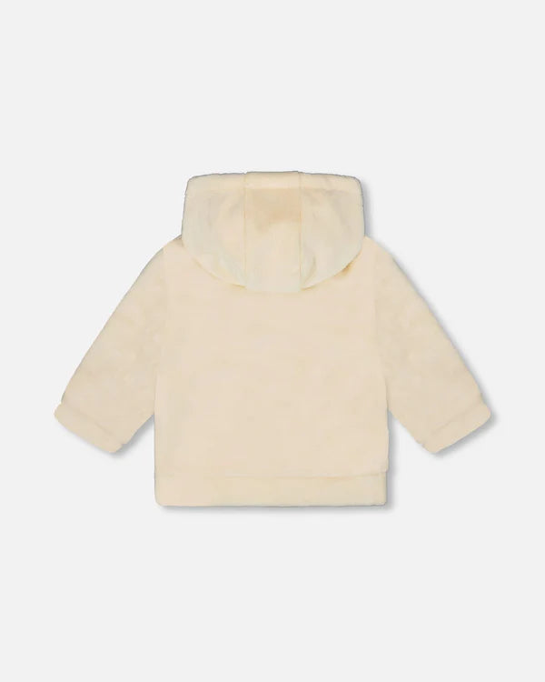 Veste zippée en peluche blanc cassé