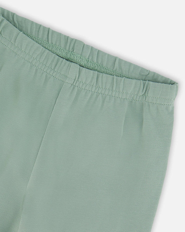 Legging en jersey de coton biologique vert jade avec motif floral