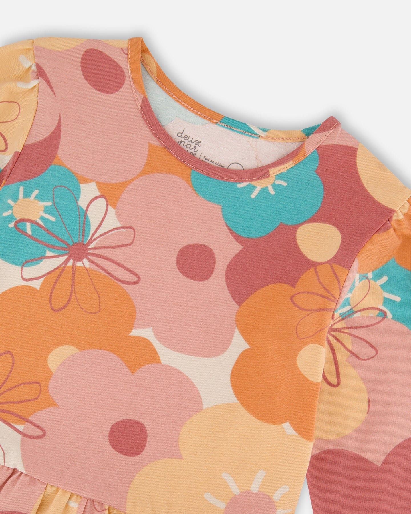 Robe avec fleurs corail en coton biologique