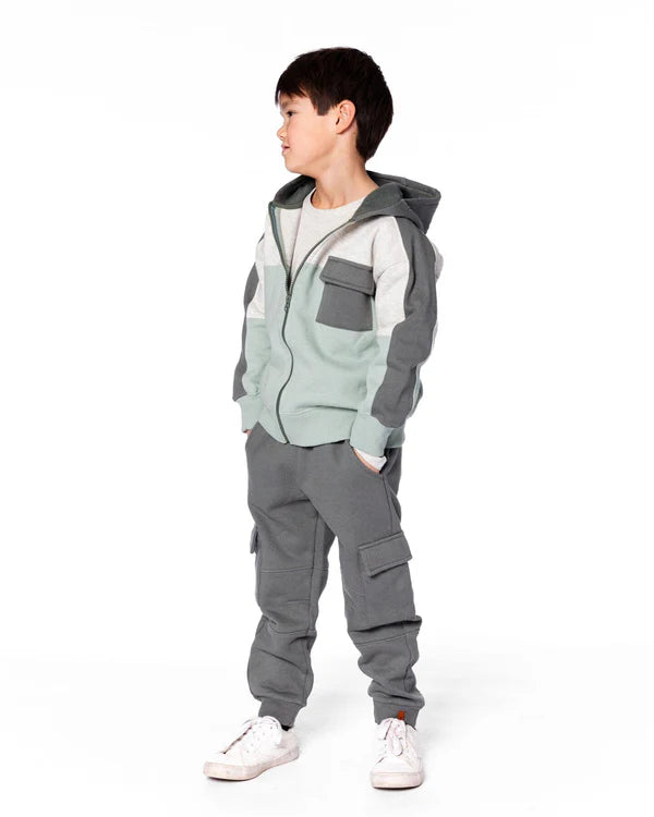 Pantalon de jogging en molleton avec poches cargo vert gris foncé