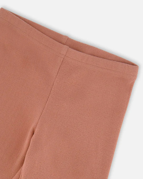 Legging côtelé vieux rose
