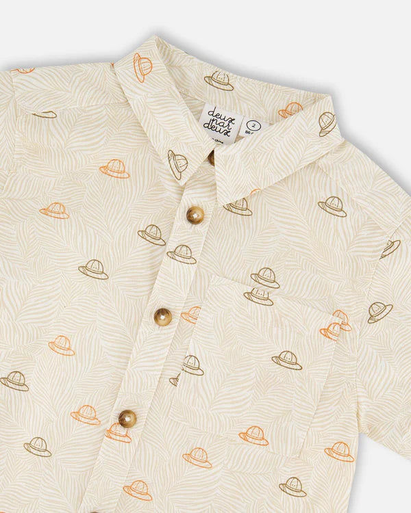 Chemise en popeline beige imprimé safari