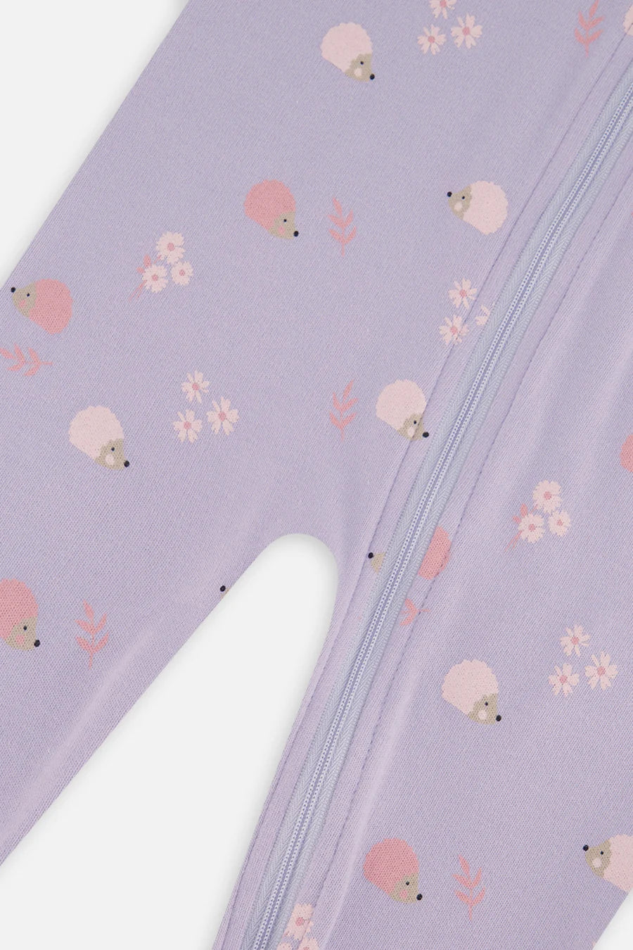 Pyjama une pièce en coton biologique violet imprimé hérisson pour bébé