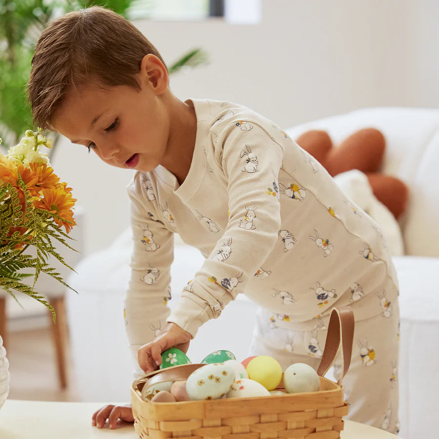 Ensemble pyjama crème imprimé chasse aux œufs